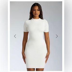 NWT Naked Wardrobe Mini T Dress White Mini Bodycon Short Sleeve